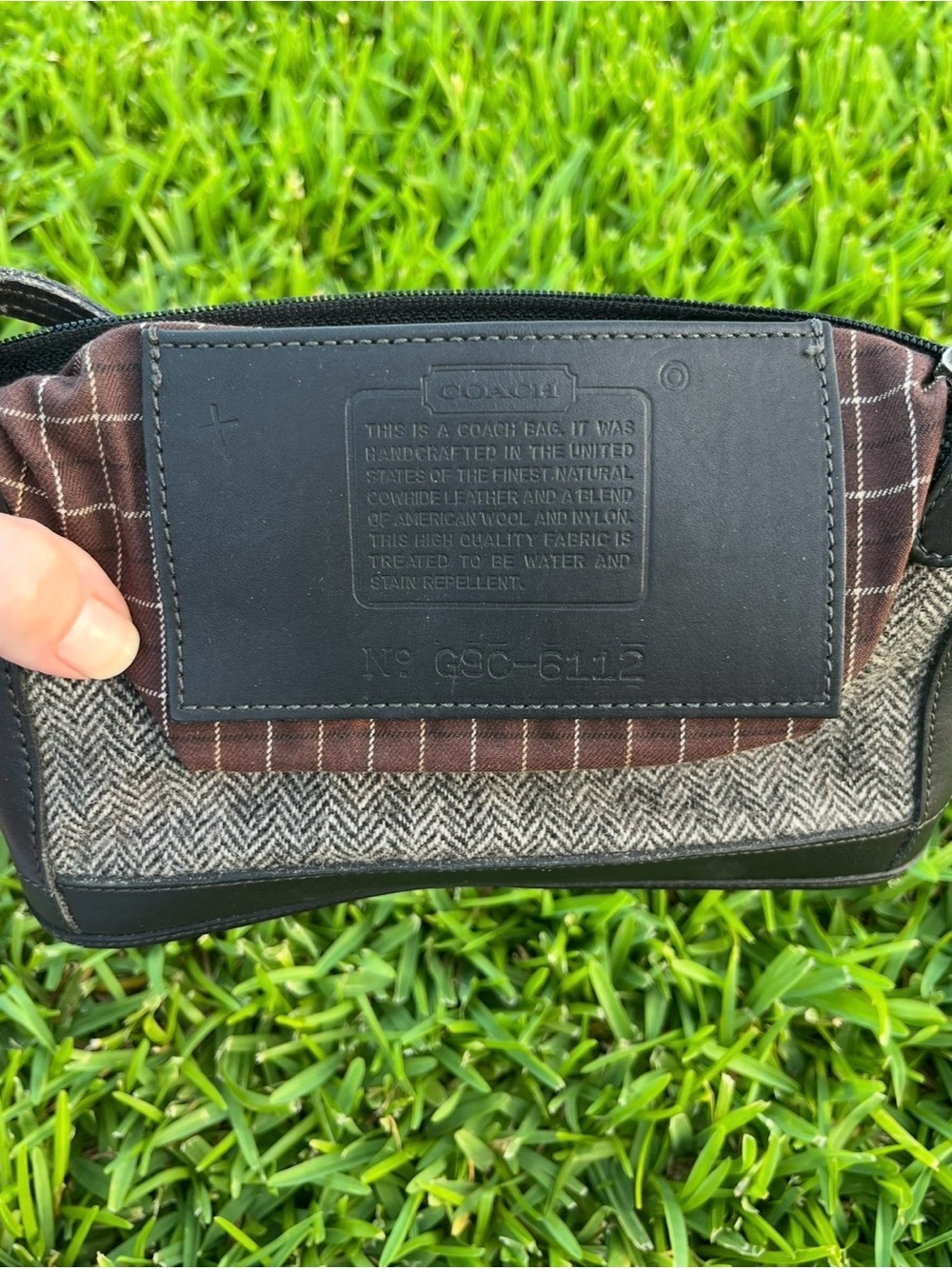 Coach Black and Gray Herringbone Wristlet - Picture 3 of 3
